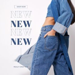 高腰寬褲版丹寧牛仔褲