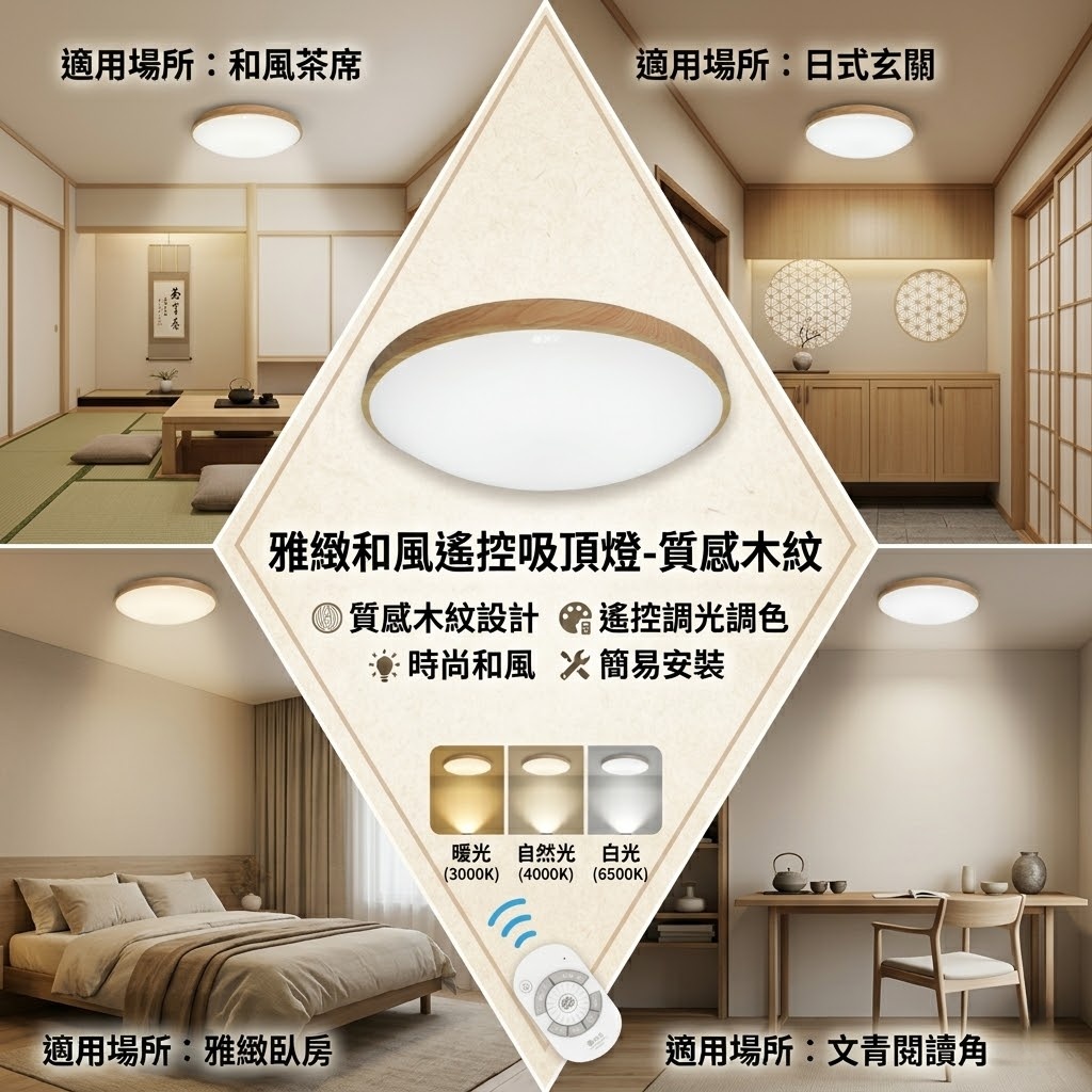 雅緻和風遙控吸頂燈