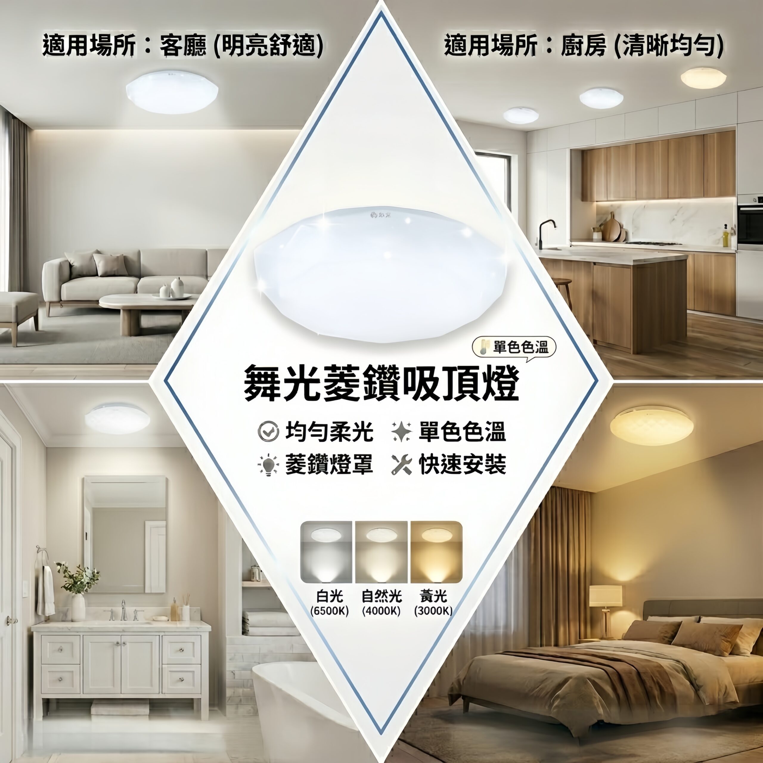 菱鑽吸頂燈
