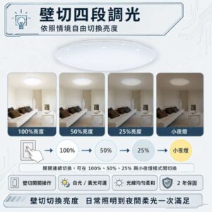 星鑽壁切調光吸頂燈|免遙控四段調光打造舒適居家照明