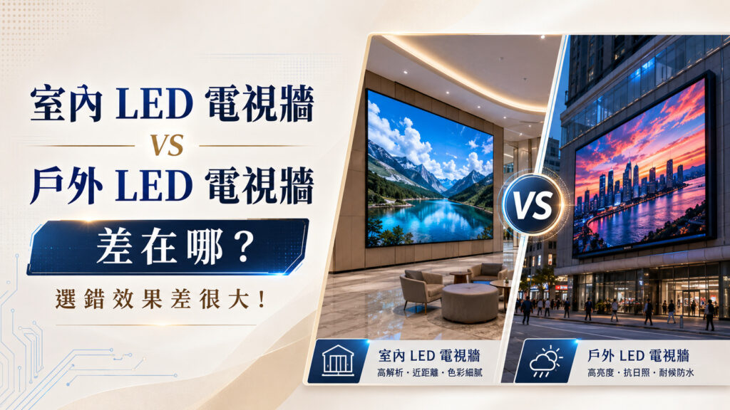 室內 LED 電視牆 vs 戶外 LED 電視牆差在哪？選錯效果差很大！